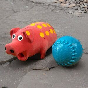 Vibrant Life Pigglesworth Latex Small Dog Toy Pig Snorts When Squeezed With Ball